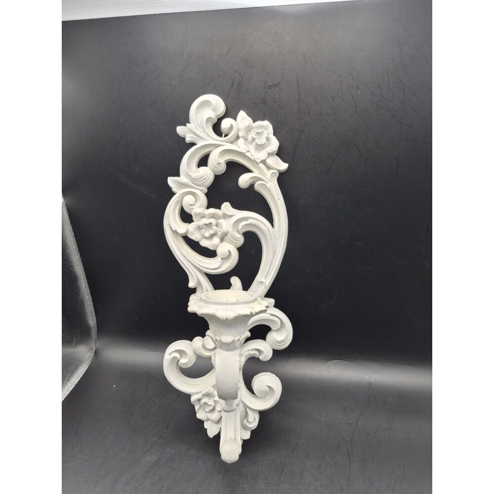 Vintage Syroco Wall Candle Sconce White Cottage Core Farmhouse Decor  #4531 R